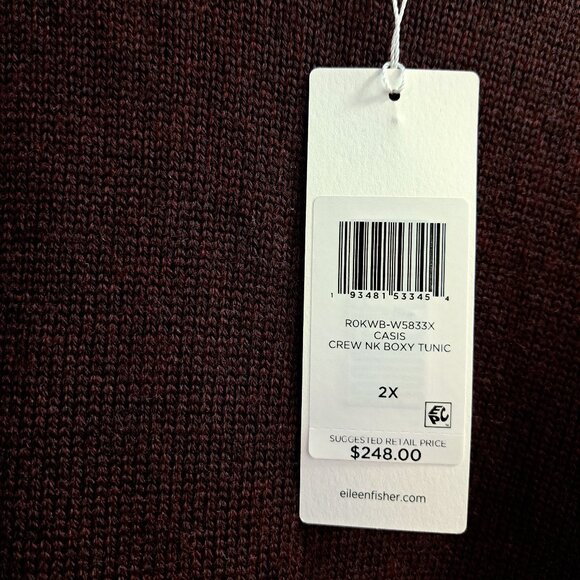Eileen Fisher Crew Neck Boxy Merino Wool Tunic Cassis Size 2X - Picture 6 of 9
